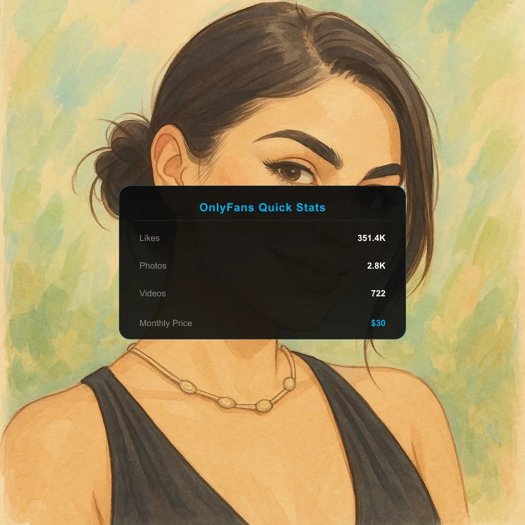 rebecca j Portrait illustration + OnlyFans Quick Peek overlay